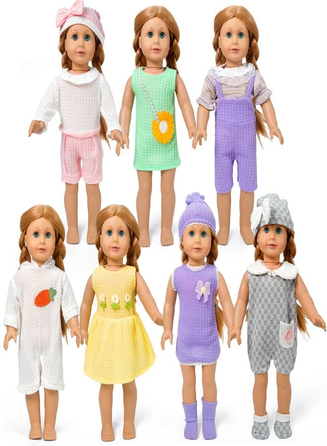 ARTST 7 Set Baby Doll Clothes,14-18 inch Reborn Doll Clothes Accessories Dress with Hats Socks Outfits Fits for 43cm New Born/15 inch Bitty/16 Inch Baby Dolls - Image 1